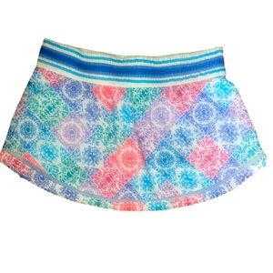 Lucky in Love Blue and White Skort - XL blue white orange , nylon spandex